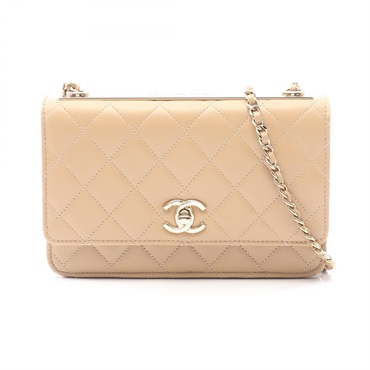 CHANEL Trendy CC Matelasse chain Shoulder Bag A80982 Lambskin Beige Used GHW