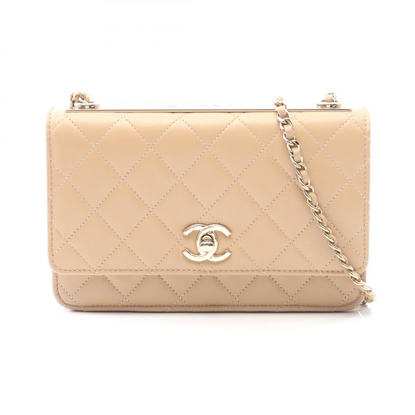 CHANEL Trendy CC Matelasse chain Shoulder Bag A80982 Lambskin Beige Used GHW