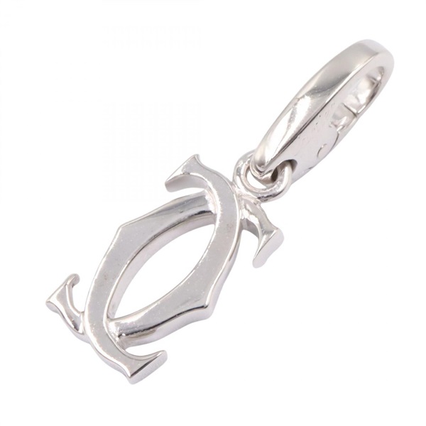 CARTIER 2C Charm Pendant top 18KWG White Gold Used Unisex