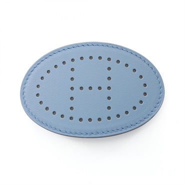 HERMES Hair Barrette Evelyne PM Swift leather Blue agate Navy Used Women