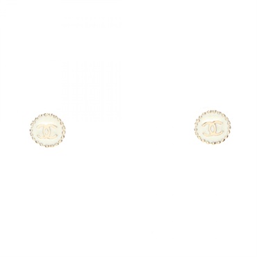 CHANEL COCO Mark Pierced earrings Gold Plated White Used Women CC