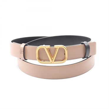 Valentino Garavani V logo reversible belt ceinture leather Beige Black Used
