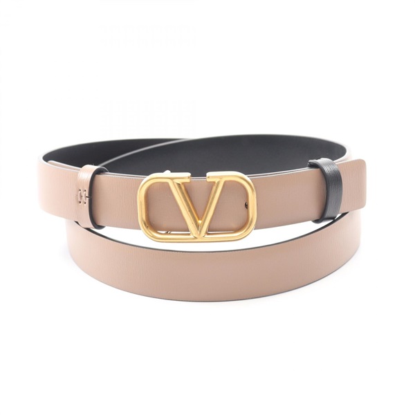 Valentino Garavani V logo reversible belt ceinture leather Beige Black Used