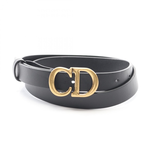 Dior SADDLE Saddle Belt leather Black Used Women CD GHW