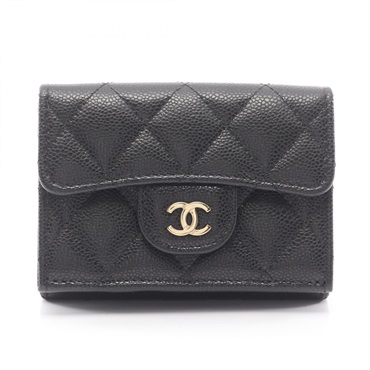 CHANEL Classic Small Flap Matelasse Tri-fold Wallet AP0230 leather Black Used