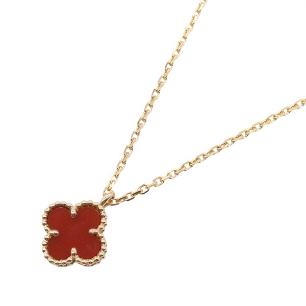 Van Cleef & Arpels Sweet Alhambra Carnelian Necklace 18KYG Gold Used Women