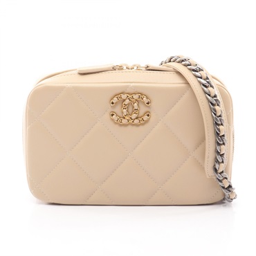 CHANEL 19 dix-neuf Matelasse Chain Shoulder Crossbody Bag leather Beige Used CC