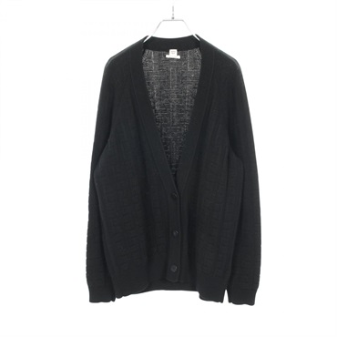 HERMES H pattern Cardigan Knitwear Sweater DC2H2705DA wool Black Used Women #36