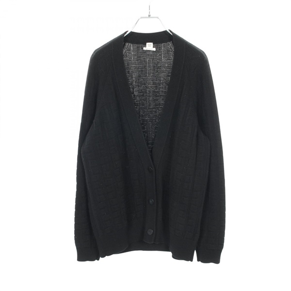 HERMES H pattern Cardigan Knitwear Sweater DC2H2705DA wool Black Used Women #36