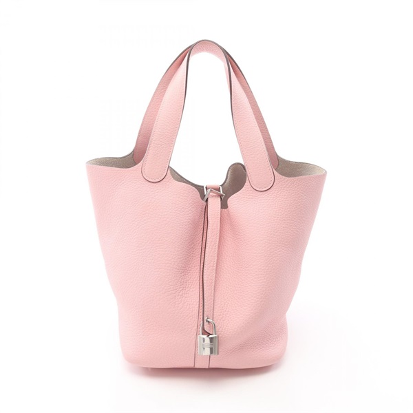 HERMES Picotin Lock MM Tote Handbag T Clemence leather Rose sakura Pink SHW Used