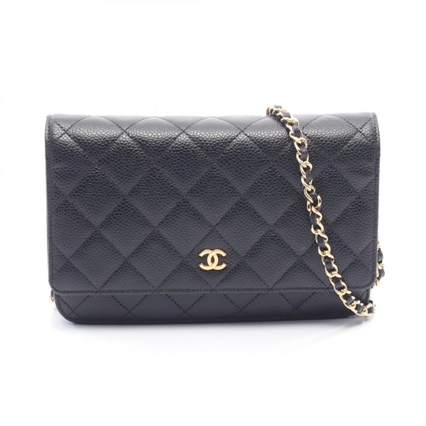 CHANEL Matelasse Shoulder Bag AP0250 Grained calf leather Black Used Women GHW