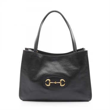 GUCCI Horsebit Shoulder Hand Tote Bag 623694 leather Black Used Women