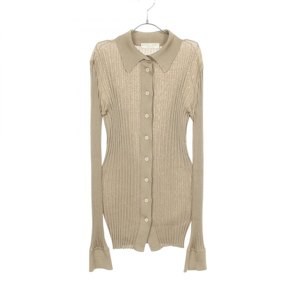 BOTTEGA VENETA Shirt Cardigan knitwear 601693 silk Beige Used Women #38