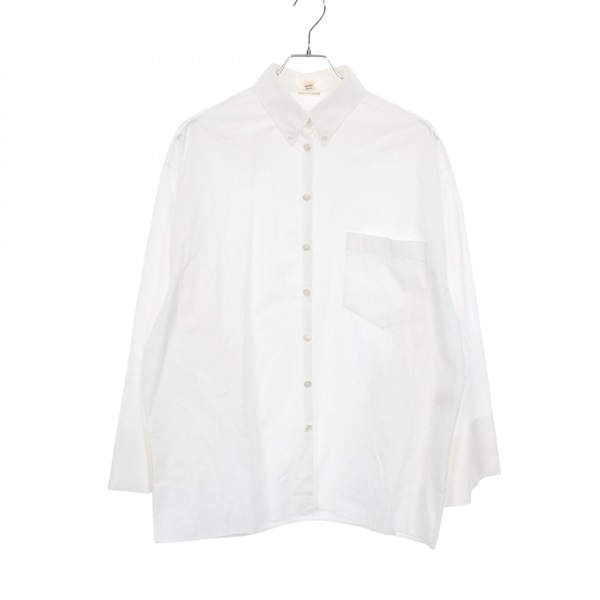 HERMES Blouse Shirt longleeved top #42 cotton White Used Women