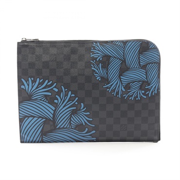 LOUIS VUITTON Pochette Jules GM Clutch bag N41685 Damier graphite Black Blue LV