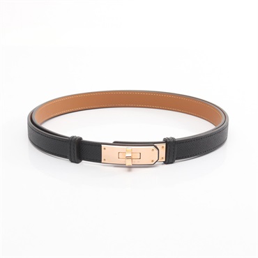 HERMES Kelly Belt Ceinture Epsom leather Black GHW Used Women