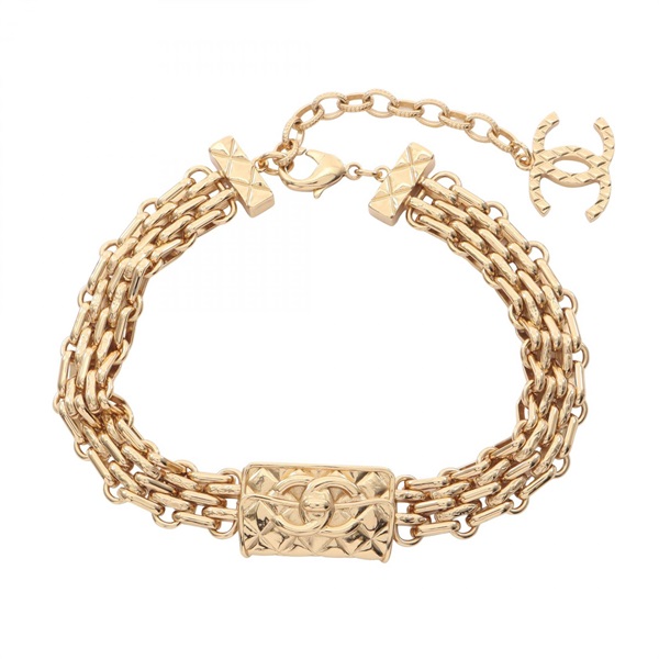 CHANEL COCO Mark back motif choker Gold Plated GHW Used Women CC