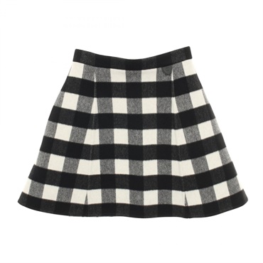 LOUIS VUITTON Check flare skirt RW252WB B09 FTJU40 wool cashmere B&W #34 Women