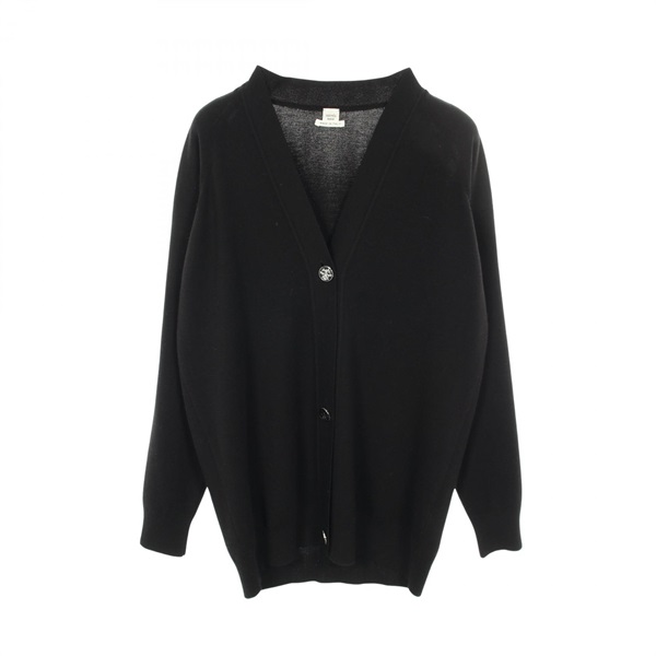 HERMES Cardigan knitwear silk cashmere Black Used Women Size 34