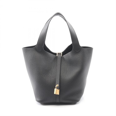 HERMES Picotin Lock MM Tote bucket Handbag Clemence leather Black GHW Women K