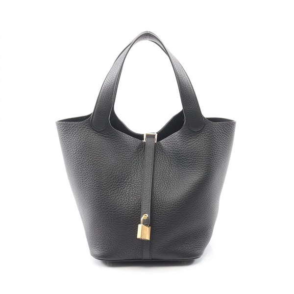 HERMES Picotin Lock MM Tote bucket Handbag Clemence leather Black GHW Women K