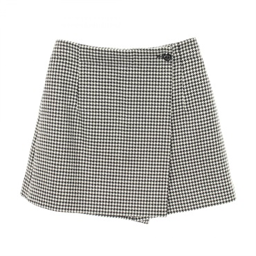 Christian Dior CD logo button short Pants #34 wool Black White Used Women
