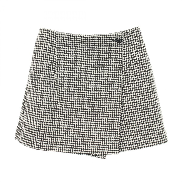 Christian Dior CD logo button short Pants #34 wool Black White Used Women