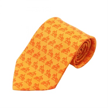 HERMES Tie Silk Orange Used mens