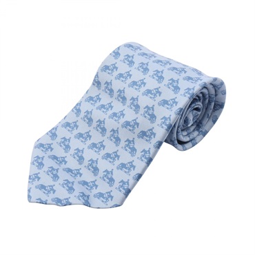 HERMES Tie Silk Blue Used mens