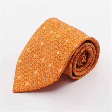 HERMES Tie Silk Orange Used mens