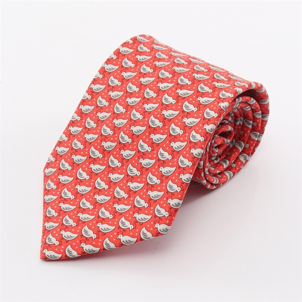 HERMES Tie silk Red Used mens
