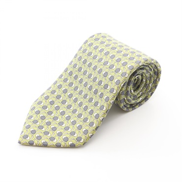 HERMES Tie Silk Green Gray Used mens