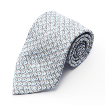 HERMES Tie Silk Blue Gray Used mens