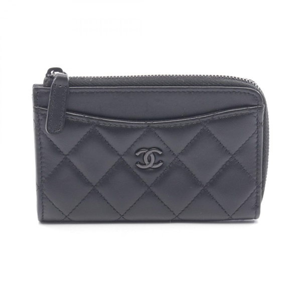 CHANEL Matelasse coin purse Lambskin Black Used Women