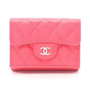 CHANEL Matelasse Classic Small Flap Tri-fold wallet AP0230 Calfskin Pink SHW