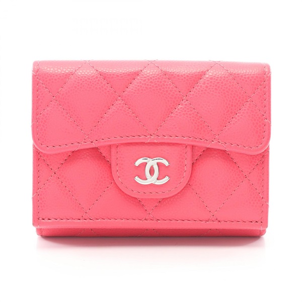 CHANEL Matelasse Classic Small Flap Tri-fold wallet AP0230 Calfskin Pink SHW