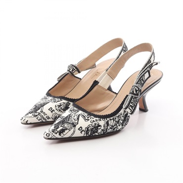 Christian Dior J'ADIOR SLINGBACKS Pumps #35 canvas leather White Black Used