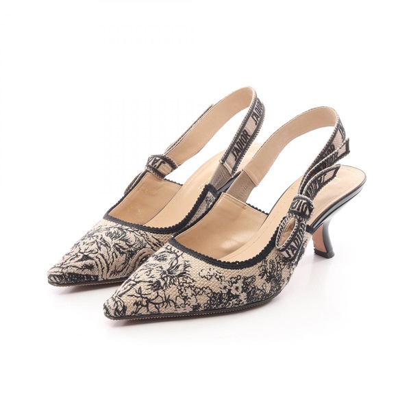 Christian Dior J'ADIOR SLINGBACKS Pumps Shoes #35 Fabric Beige Black Used Women