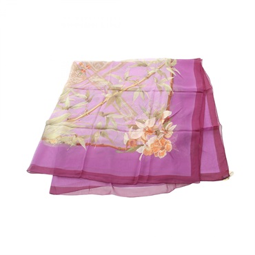HERMES Carré 140 Muslin SERENITE Scarf Shawl Stole silk Purple Multicolor Used