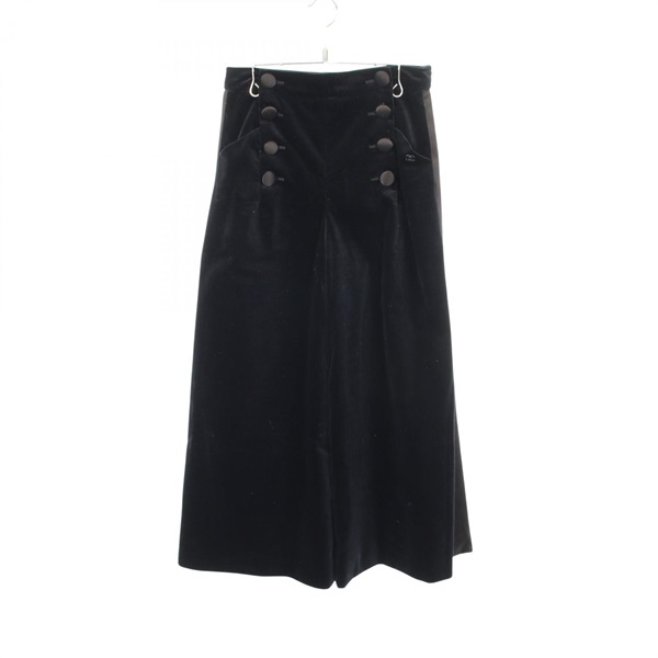 CHANEL Wide-leg Pants Trousers #38 P59405V38617 cotton Navy Used Women Coco CC