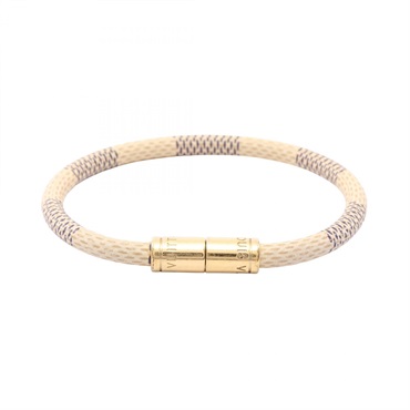 LOUIS VUITTON Keep It Bracelet Bangle M6138F Damier Azur canvas Gold Plated Used