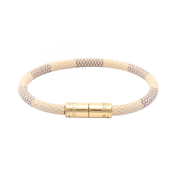 LOUIS VUITTON Keep It Bracelet Bangle M6138F Damier Azur canvas Gold Plated Used