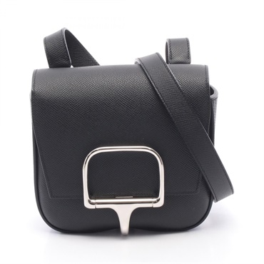 HERMES Della cavalleria mini Shoulder Bag Epsom leather Black Used Women SHW B