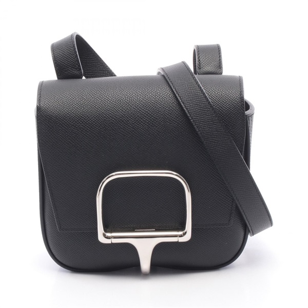 HERMES Della cavalleria mini Shoulder Bag Epsom leather Black Used Women SHW B