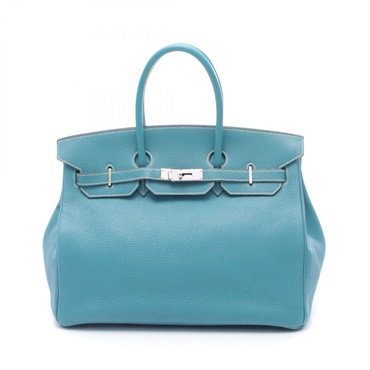 HERMES Birkin 35 Handbag H Togo leather Blue jean Used Women SHW