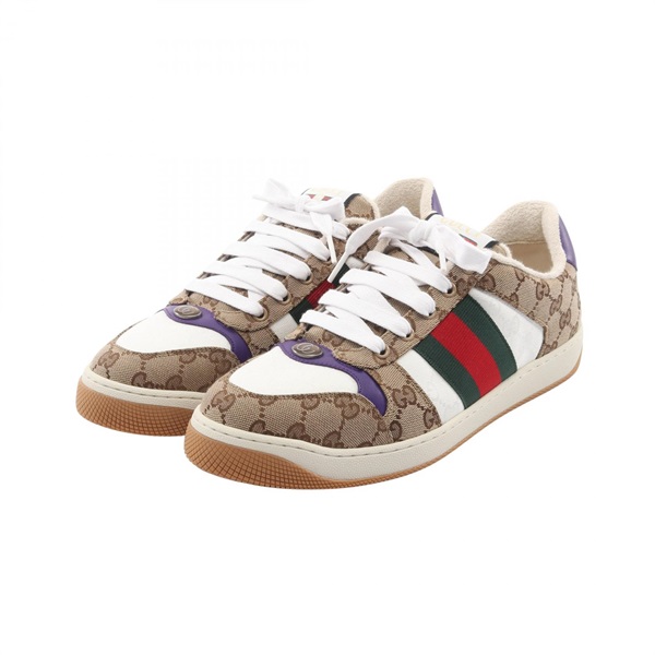 GUCCI Screener GG Canvas Sherry Line sneakers canvas leather Beige #6 Used mens