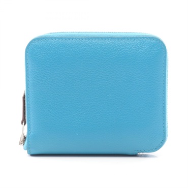 HERMES Azap compact SilkIn around wallet B Evercolor Blue zanzibar Used SHW
