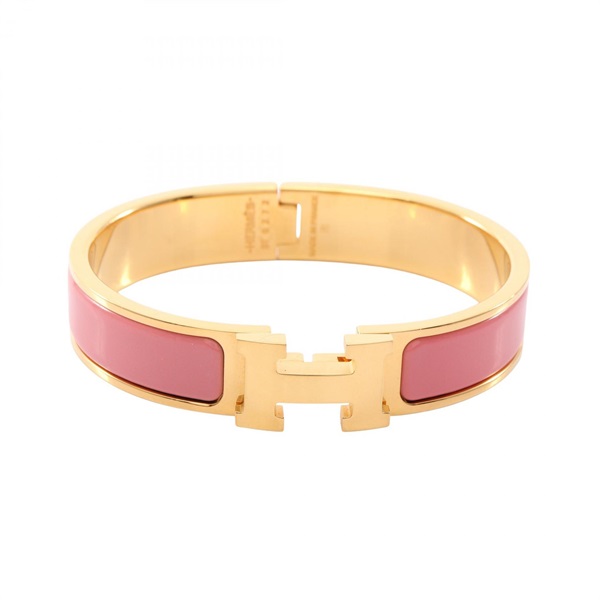 HERMES Click H PM Bangle Bracelet Gold Plated enamel Pink Used Women