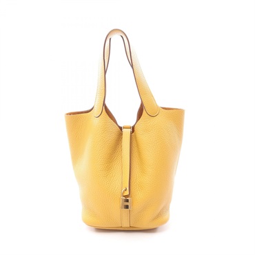 HERMES Picotin Lock MM Tote Handbag Clemence leather Jaune ambre GHW Used C