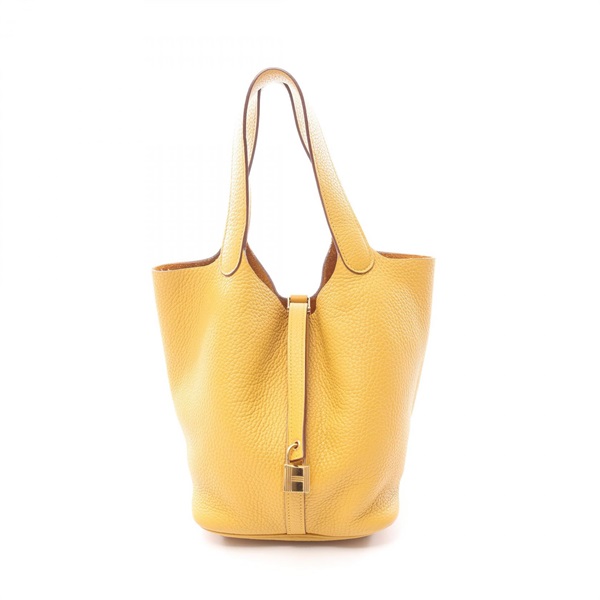 HERMES Picotin Lock MM Tote Handbag Clemence leather Jaune ambre GHW Used C